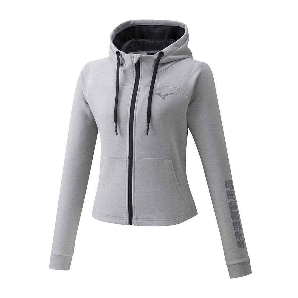 Womens Mizuno Zip Hoodie Grey Philippines (CULVBG056)